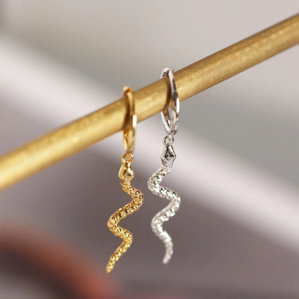*NEW 925 Sterling Silver Swirl Drop Hoop Earrings - Picture 7 of 10